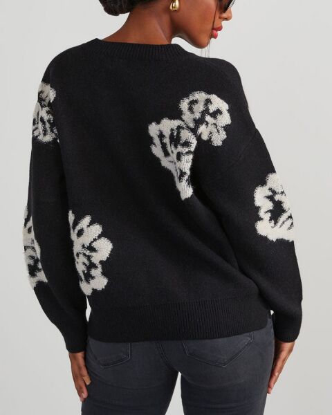 BLACK-ECRU-FLORAL SWEATERS S - BLACK-ECRU-FLORAL
