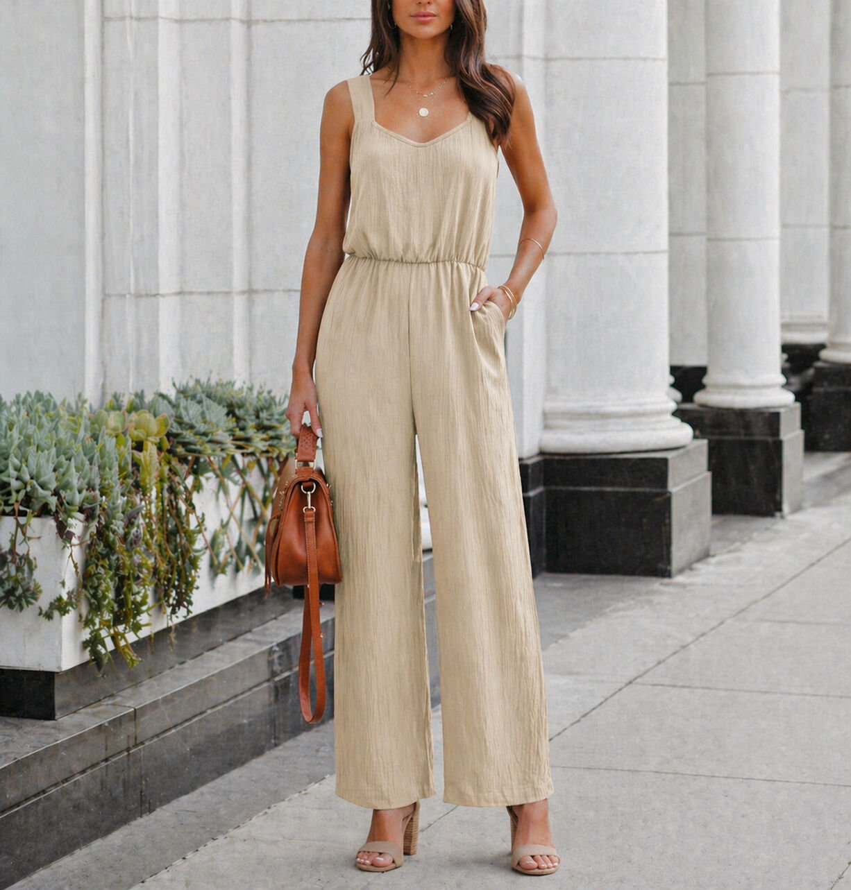 BEIGE JUMPSUIT M - BEIGE