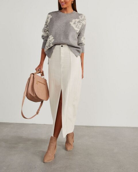 GREY-ECRU-FLORAL SWEATERS L - GREY-ECRU-FLORAL