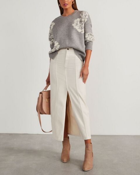 GREY-ECRU-FLORAL SWEATERS XL - GREY-ECRU-FLORAL