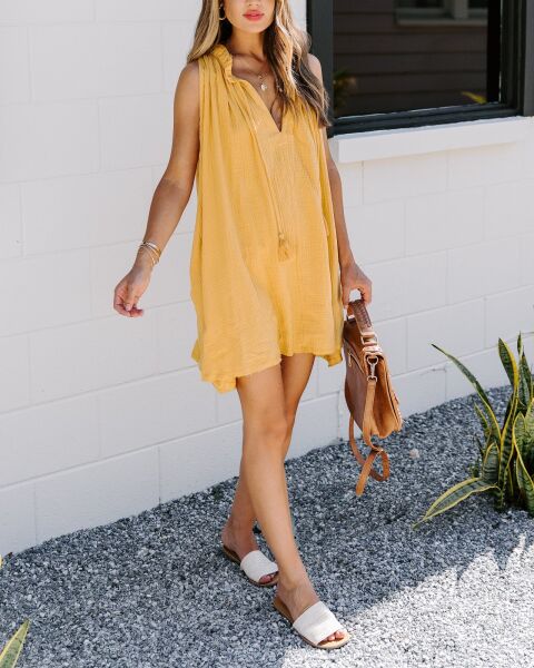 MUSTARD DRESS L - MUSTARD
