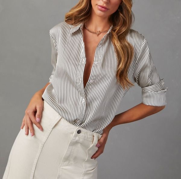 ECRU-BLACK-STRIPED SHIRT