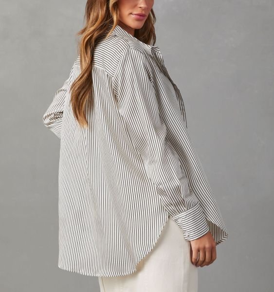 ECRU-BLACK-STRIPED SHIRT