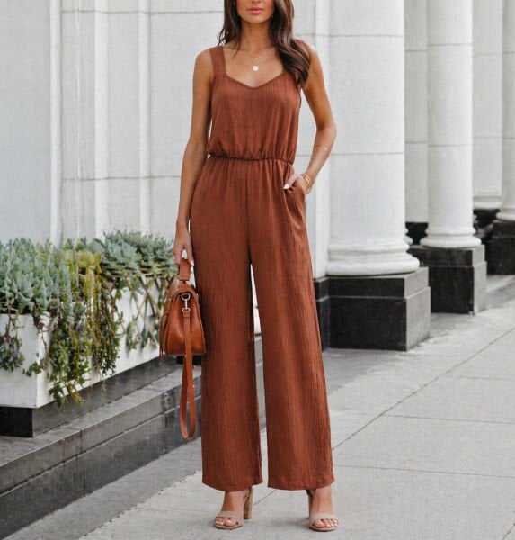 BROWN JUMPSUIT XL - BROWN