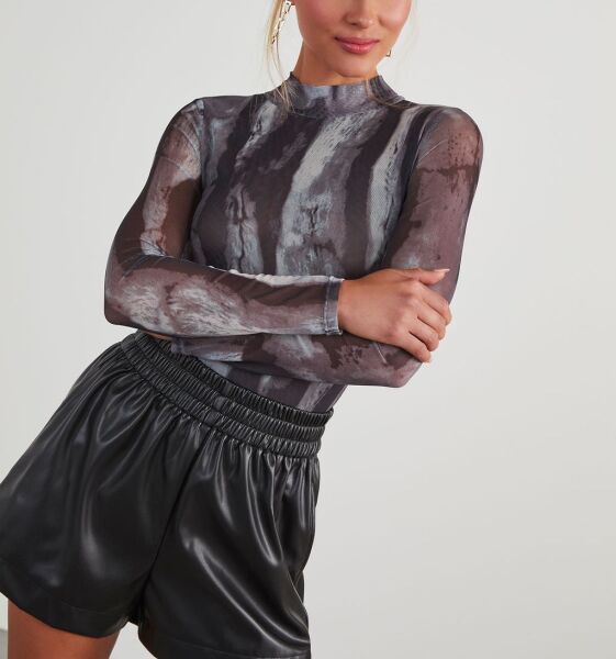 BLACK-GREY BLOUSE S - BLACK-GREY