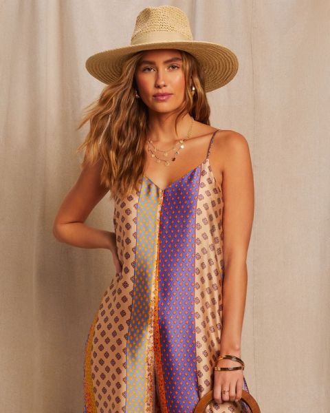 PURPLE-BEIGE-PRINTED DRESS