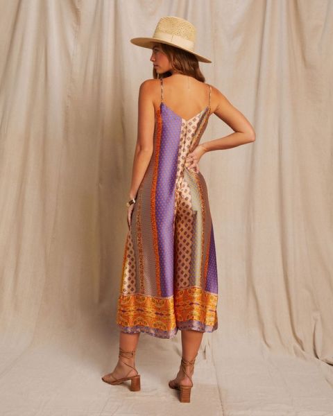 PURPLE-BEIGE-PRINTED DRESS