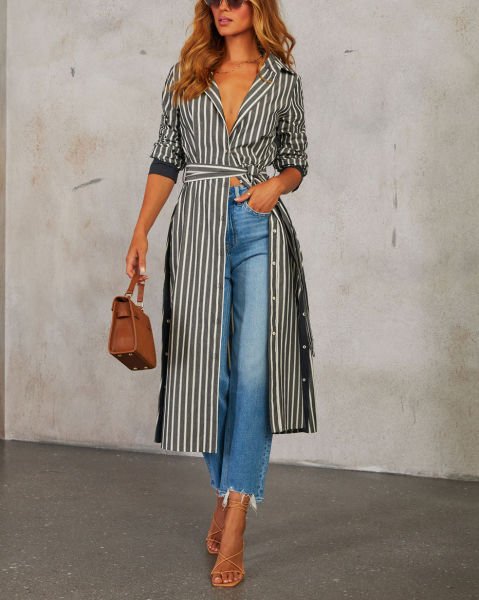 GREY-STRIPED DRESS