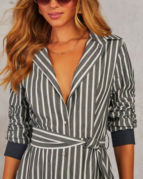 GREY-STRIPED DRESS