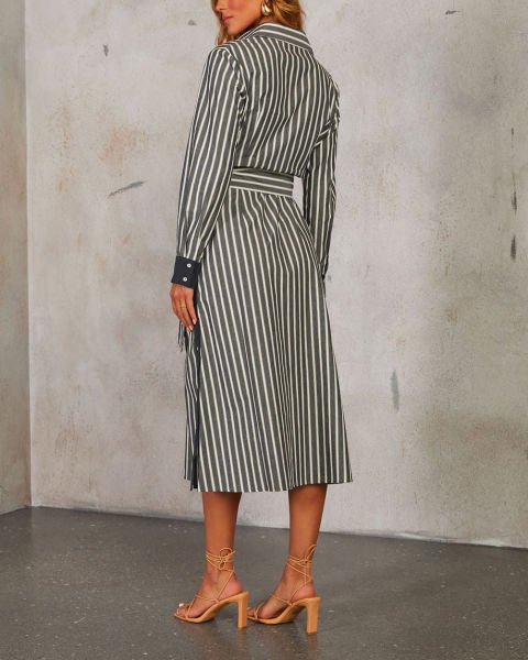 GREY-STRIPED DRESS