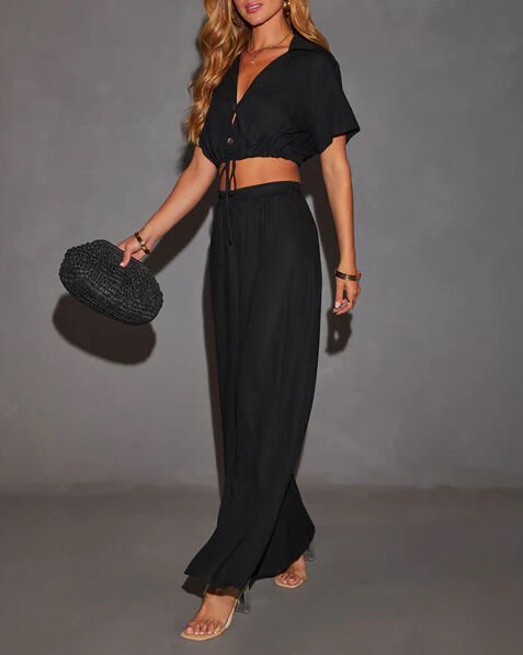 BLACK PANTS S - BLACK