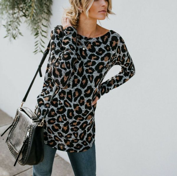 GREY-LEOPARD BLOUSE