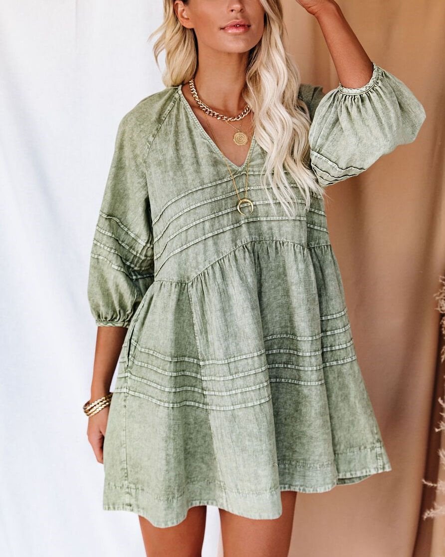 WASHED-OLIVE DRESS XL - WASHED-OLIVE