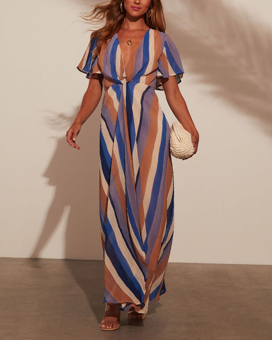 BLUE-RUST-PRINTED DRESS XL - BLUE-RUST-PRINTED