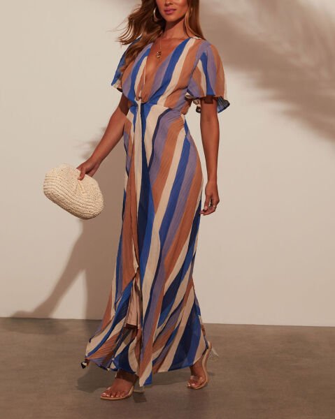 BLUE-RUST-PRINTED DRESS XL - BLUE-RUST-PRINTED