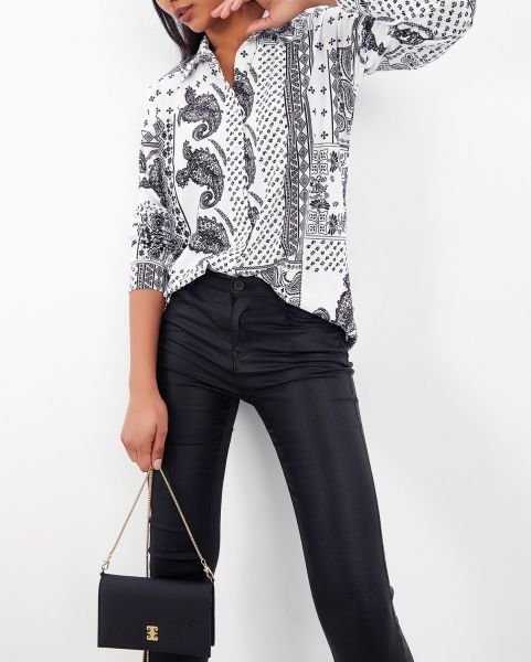 ECRU-BLACK-PATTERNED SHIRT