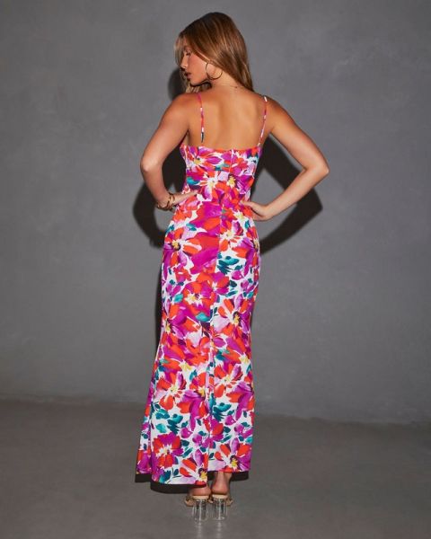FUSCHIA-BLUE-FLORAL DRESS