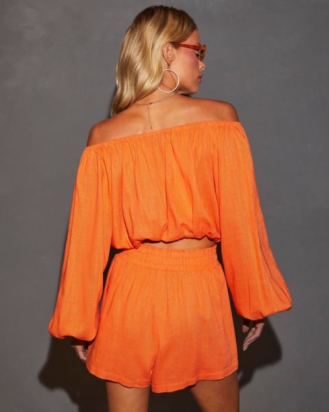 ORANGE CROP-BLOUSE