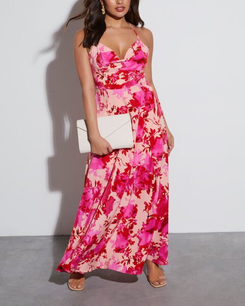 FUCHSIA-POWDER-FLORAL DRESS XL - FUCHSIA-POWDER-FLORAL
