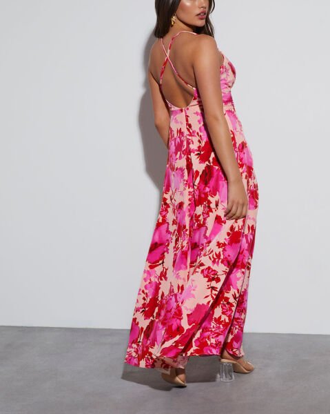 FUCHSIA-POWDER-FLORAL DRESS XL - FUCHSIA-POWDER-FLORAL