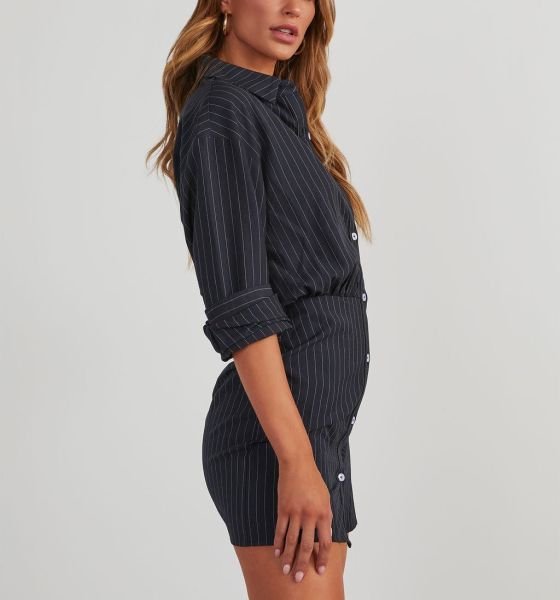 NAVY-WHITE-STRIPED DRESS