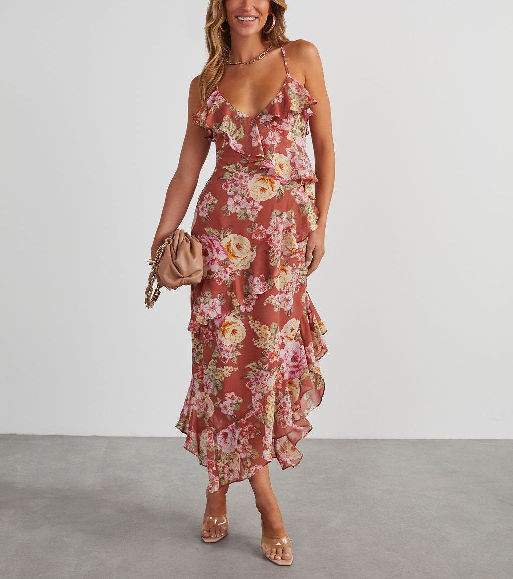 PINK-TILE-FLORAL DRESS