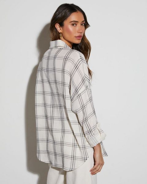 ECRU-BLACK-PLAID SHIRT