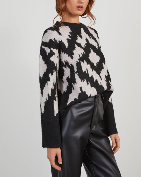 BLACK-ECRU-PRINTED SWEATERS S - BLACK-ECRU-PRINTED