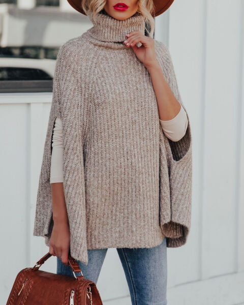 BEIGE PONCHO M - BEIGE