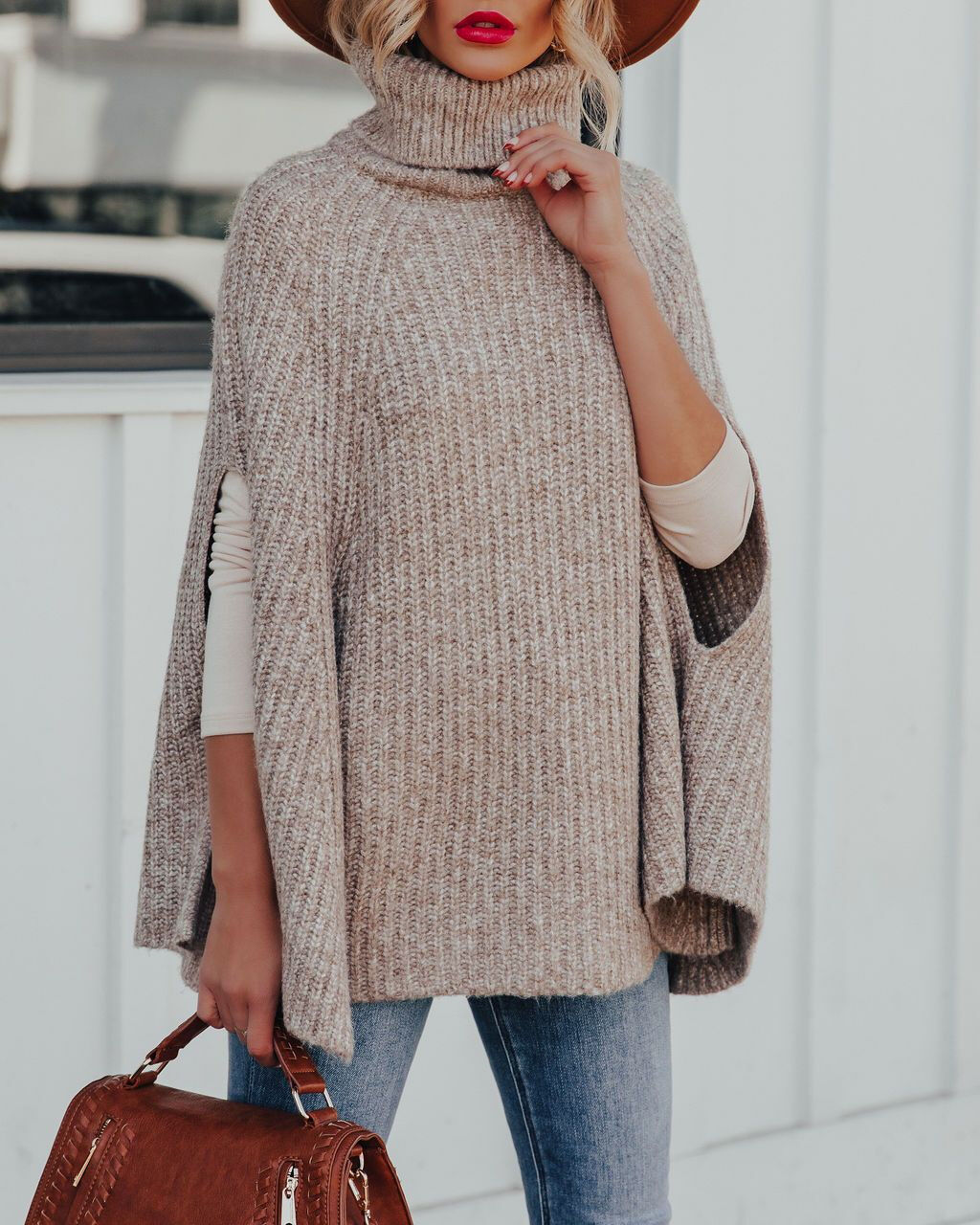 BEIGE PONCHO XL - BEIGE