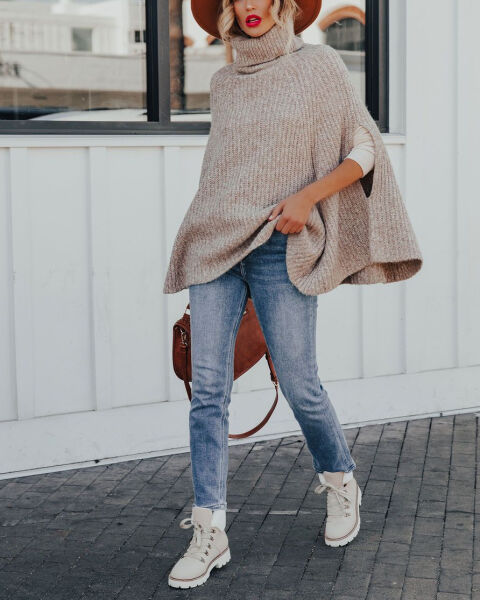 BEIGE PONCHO XL - BEIGE