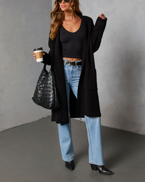BLACK CARDIGAN M - BLACK