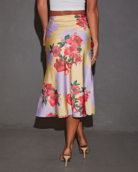 YELLOW-RED-FLORAL BLOUSE AND SKIRT SET