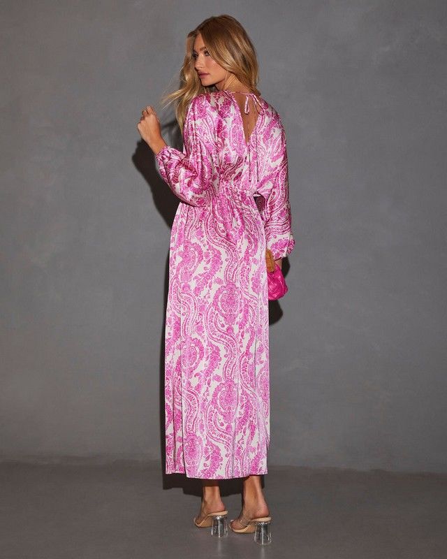 PINK-ECRU-PRINTED DRESS
