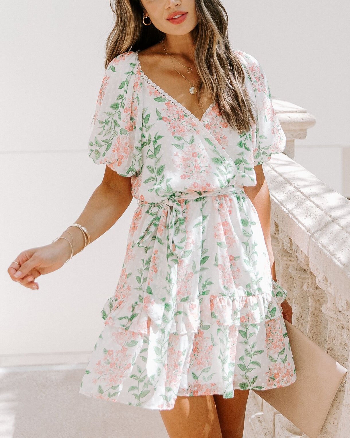 ECRU-FLORAL DRESS S - ECRU-FLORAL