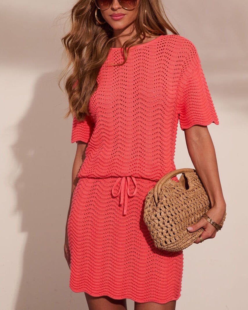 CORAL SWEATER-SKIRT-SET L - CORAL