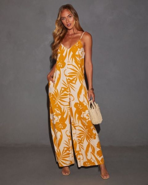 ECRU-MUSTARD-FLORAL JUMPSUIT