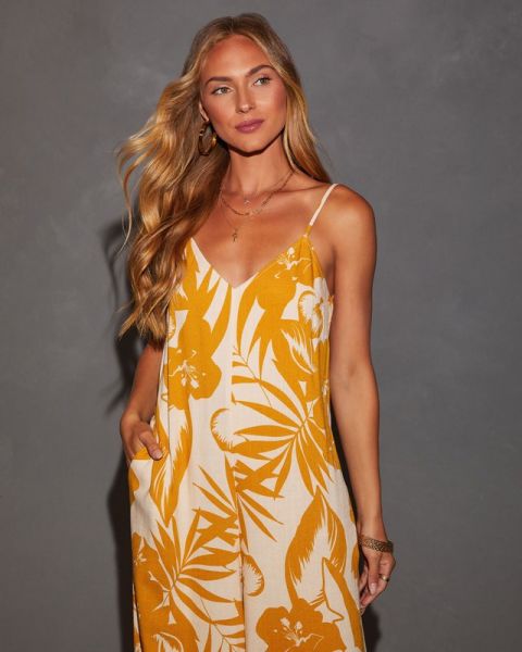 ECRU-MUSTARD-FLORAL JUMPSUIT