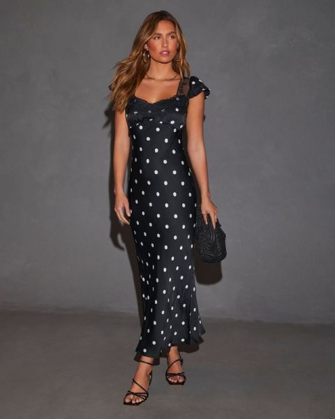 BLACK-ECRU-POLKA-DOT DRESS