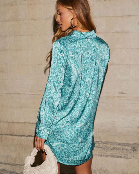 MINT-PAISLEY-PRINTED DRESS