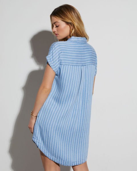 BLUE-WHITE-STRIPED DRESS