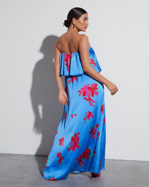 BLUE-RED-FLORAL DRESS