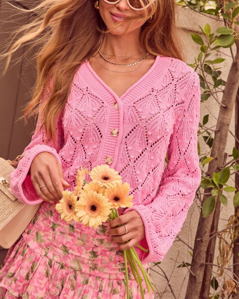 PINK CARDIGAN M - PINK