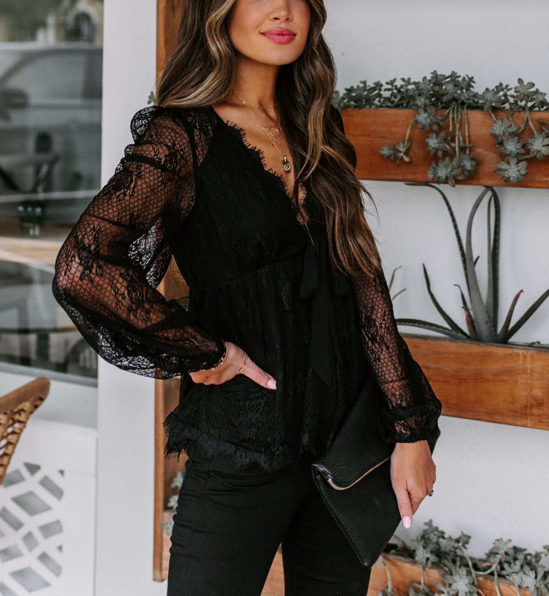 BLACK BLOUSE L - BLACK
