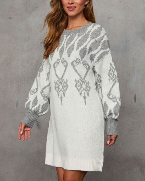 GREY-ECRU SWEATER