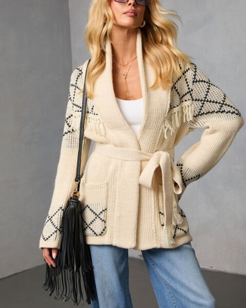 CREAM-BLACK CARDIGAN