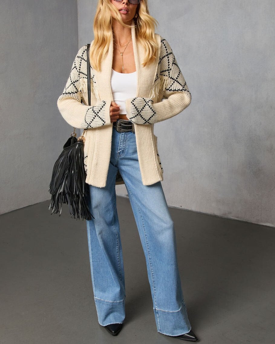 CREAM-BLACK CARDIGAN