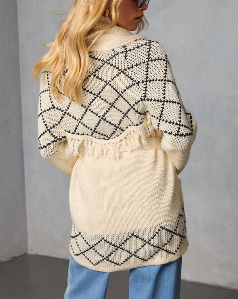 CREAM-BLACK CARDIGAN