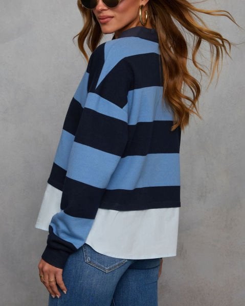 BLUE-NAVY-STRIPED BLOUSE