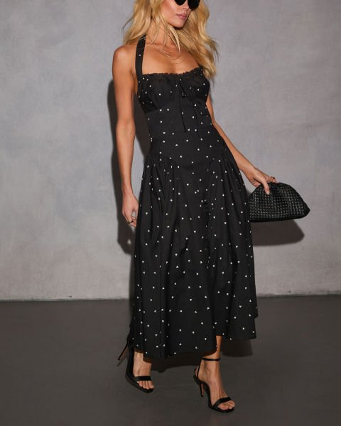 BLACK-WHITE-POLKADOT DRESS
